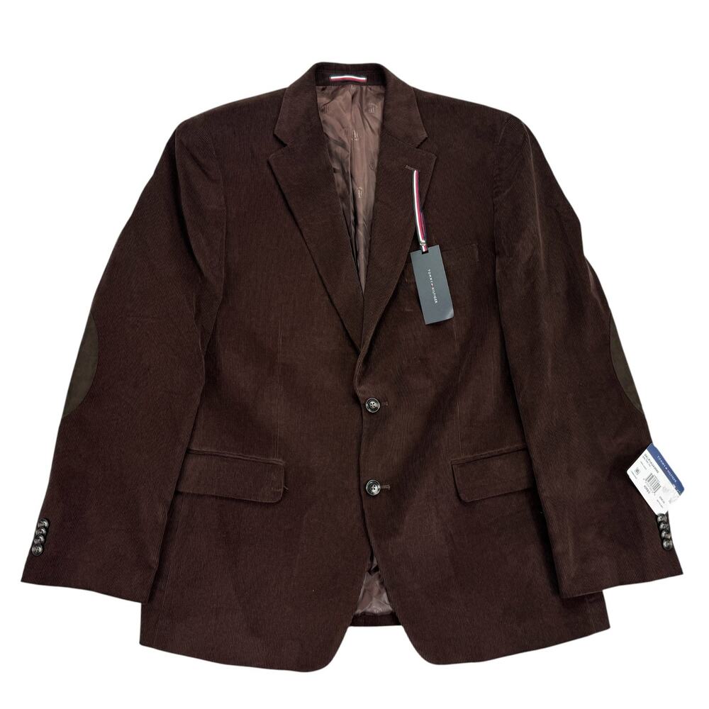 Tommy Hilfiger Mens Daltry Modern Fit Corduroy Sport Coat Chestnut Red 42R